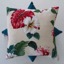 Red Monstera Tropical Barkcloth Cushion Cover - thumbnail 4