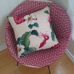 Red Monstera Tropical Barkcloth Cushion Cover - thumbnail 3