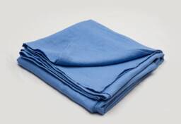 Blue Stonewashed Linen Flat Bed Sheet - 100% Top Simple Hem - thumbnail 1