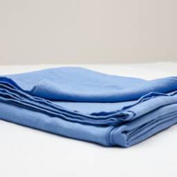 Blue Stonewashed Linen Flat Bed Sheet - 100% Top Simple Hem - thumbnail 2