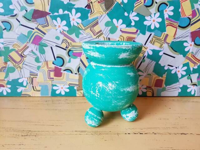 Shabby Chic Green Candle Holder - image 1