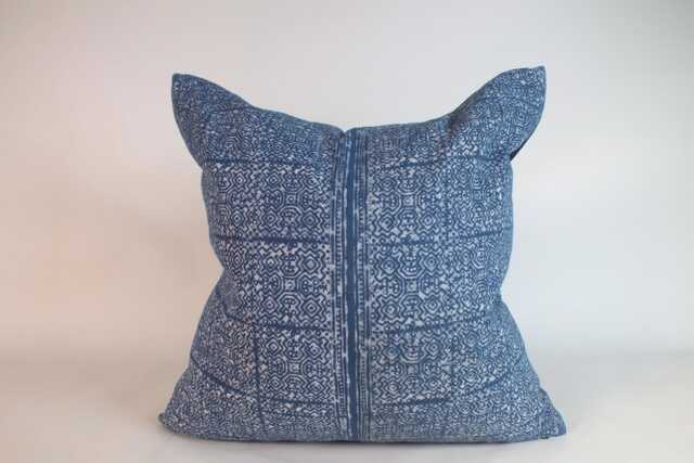 Mud Cloth Pillows Authentic Batik Throw Cushion For Living Room Sofa Navy Blue Decorative Hmong Fabric - image 1