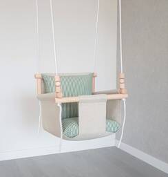 Toddler Swing Linen Baby Swing With Wooden Beads