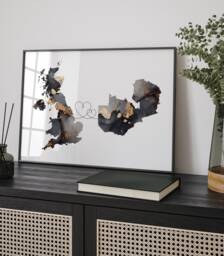Britain & Zambia Map Black & Gold Travel Wall Art Print - United Kingdom UK - thumbnail 1