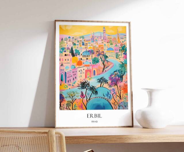 Erbil Poster, Iraq Kurdistan Poster, Middle East Ancient City Historical Exotic Travel Decor - image 1