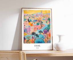 Erbil Poster, Iraq Kurdistan Poster, Middle East Ancient City Historical Exotic Travel Decor - thumbnail 1