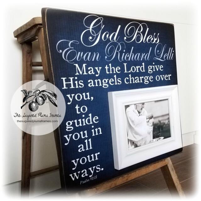 Personalized Baptism Picture Frame Godchild Christening Gift - 16x16 - image 1