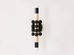 Black & Maple Eclectic Double Sconce Light Unique Wall Designer Lighting Powder Room Vanity - thumbnail 1
