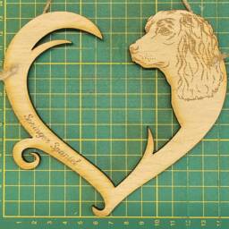 Personalized Springer Spaniel Dog Heart Hanger - Oak Veneer Wall Decor - thumbnail 3