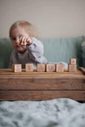 Wooden Baby Name Blocks, Lilac Nursery Alphabet Blocks
