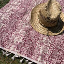 William Morris Golden Lily Tasseled Summer Throw/Mat/Blanket - thumbnail 3
