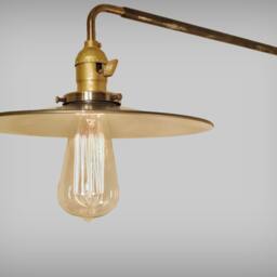 Vintage Industrial Wall Mount Light - Flat Steel Shade Machine Age Trouble Lamp Sconce - thumbnail 2
