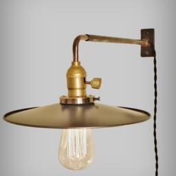 Vintage Industrial Wall Mount Light - Flat Steel Shade Machine Age Trouble Lamp Sconce - thumbnail 3