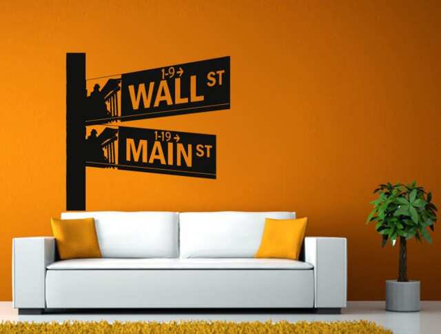 Wall Street Main Sign New York City Nyc Manhattan Downtown Business District Diy Stickers Decals Vinyl Mural Decor Art L2158 - image 1