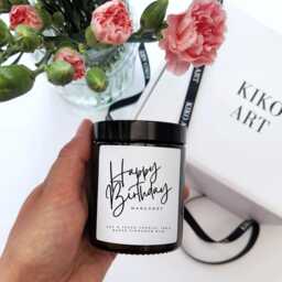 Gift Candle Birthday For Her Soy Vegan Boxed Ready Box Personalised Label Scents+ Perfect - thumbnail 1