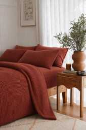 Redwood Waffle 100% Cotton Duvet Cover Set