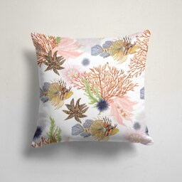 Nautical Cushion Cover/Coral Beach House Pillow Case/Sea Square Throw Pillow/Seashell Turtle Outdoor Garden Decor Fish Cover - thumbnail 4