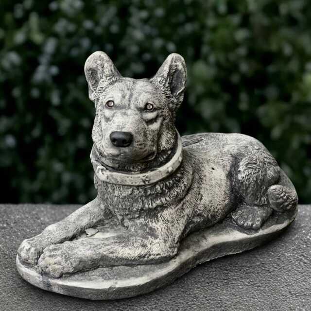 Relaxing German Dog Statue Concrete Shephard Sculpture Cement Animal Decoration Front Door Ornament Handmade Art - image 1