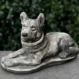 Relaxing German Dog Statue Concrete Shephard Sculpture Cement Animal Decoration Front Door Ornament Handmade Art - thumbnail 3