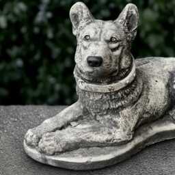 Relaxing German Dog Statue Concrete Shephard Sculpture Cement Animal Decoration Front Door Ornament Handmade Art - thumbnail 2