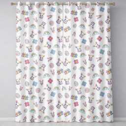 Cute Rainbow Bunny Flower Egg Pastel Grey Background Seamless Pattern Readymade Eyelet Ring Top Thermal 100% Blackout Curtains - thumbnail 2