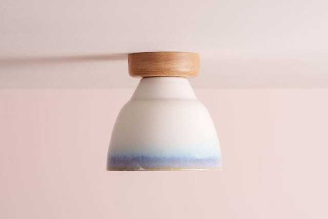 Blue & White Small Element Flush Mount Ceiling Light in Ceramic Oak - image 1