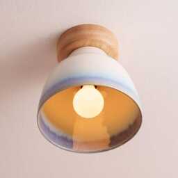 Blue & White Small Element Flush Mount Ceiling Light in Ceramic Oak - thumbnail 3
