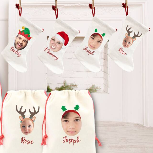 Personalised Photo Christmas Stocking, Decor, Photo Sacks, Stocking Fillers, Custom, Family Gifts, Gifts - image 1