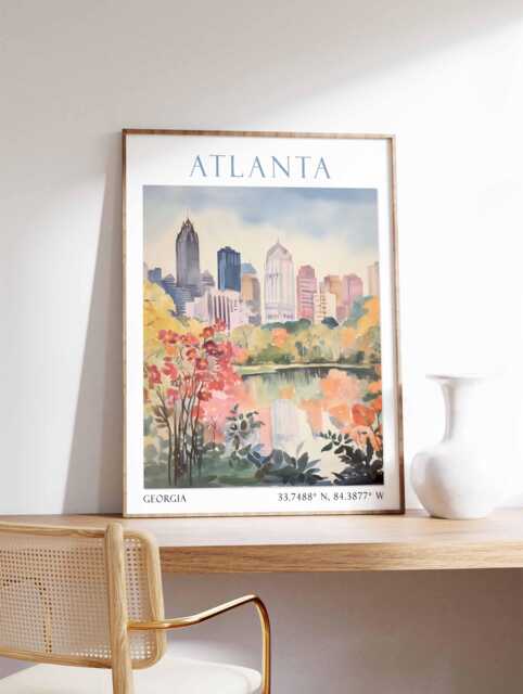 Atlanta Georgia Print Wall Art Travel Poster Home Decor Living Room Gift - image 1