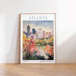 Atlanta Georgia Print Wall Art Travel Poster Home Decor Living Room Gift - thumbnail 2
