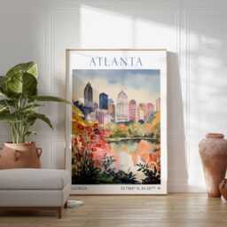 Atlanta Georgia Print Wall Art Travel Poster Home Decor Living Room Gift - thumbnail 3