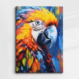Colorful Parrot Animal Abstract Oil Painting Splatter Style Wall Art, Framed Canvas Poster Print, Home Kitchen Office Room Decor, Gifts - thumbnail 3