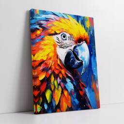Colorful Parrot Animal Abstract Oil Painting Splatter Style Wall Art, Framed Canvas Poster Print, Home Kitchen Office Room Decor, Gifts - thumbnail 2