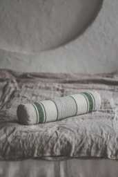 French-Style Linen Bolster Pillow Cover With Green Stripes, Decorative Pillowcase For Bench, Bed, Sofa, Farmhouse Cushion Cover, Home Decor