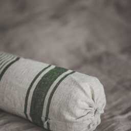French-Style Linen Bolster Pillow Cover With Green Stripes, Decorative Pillowcase For Bench, Bed, Sofa, Farmhouse Cushion Cover, Home Decor - thumbnail 4