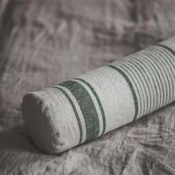 French-Style Linen Bolster Pillow Cover With Green Stripes, Decorative Pillowcase For Bench, Bed, Sofa, Farmhouse Cushion Cover, Home Decor - thumbnail 3