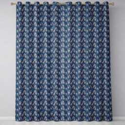 Vintage Blue Floral Garden Seamless Pattern Classic Botanical Style Readymade Eyelet Ring Top Thermal 100% Blackout Curtains - thumbnail 2