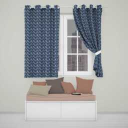 Vintage Blue Floral Garden Seamless Pattern Classic Botanical Style Readymade Eyelet Ring Top Thermal 100% Blackout Curtains - thumbnail 1