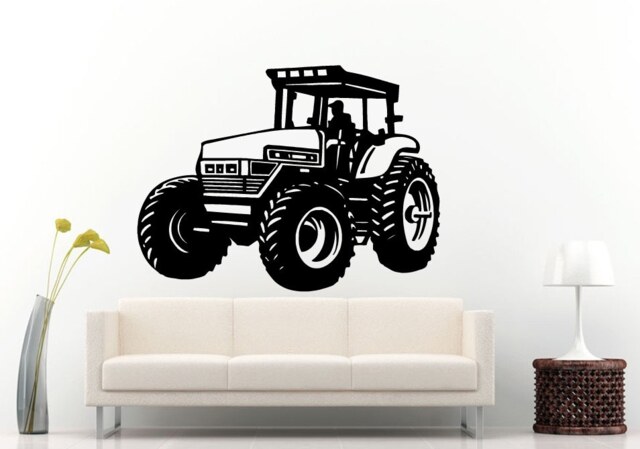 Tractor Trailer Big Tires Farmer Vehicle Work Boys Room Kids Children Toddler Wall Decal Vinyl Sticker Mural Decor L1094 - image 1