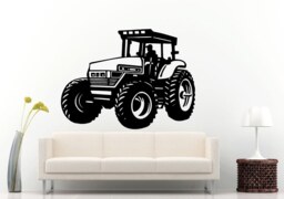 Tractor Trailer Big Tires Farmer Vehicle Work Boys Room Kids Children Toddler Wall Decal Vinyl Sticker Mural Decor L1094 - thumbnail 1