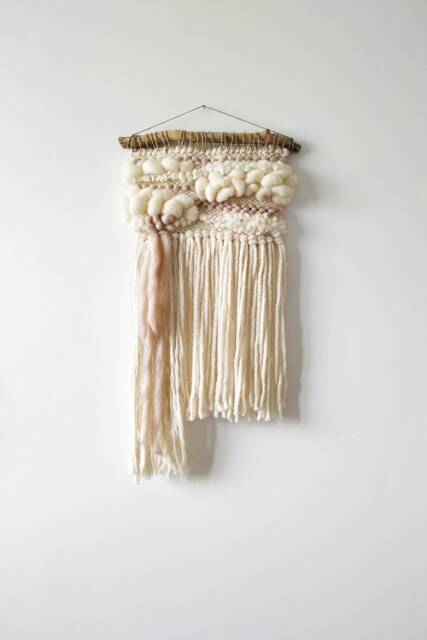 Neutral Woven Wall Hanging Boho Nursery Tapestry, Wool & Cotton - image 1