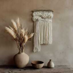 Neutral Woven Wall Hanging Boho Nursery Tapestry, Wool & Cotton - thumbnail 2