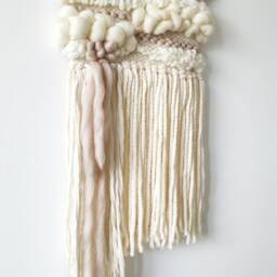 Neutral Woven Wall Hanging Boho Nursery Tapestry, Wool & Cotton - thumbnail 4