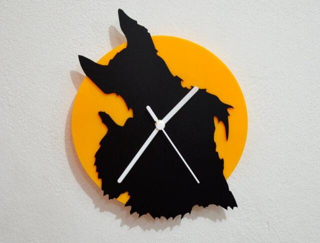 Scottish Terrier Dog - Black & Yellow Silhouette Wall Clock - image 1