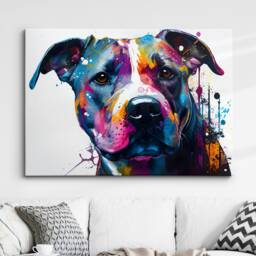 staffordshire Bull Terrier Dog Pet Abstract Modern Painting Wall Art Framed Canvas Poster Print Home Kitchen Office Room Decor Gifts - thumbnail 1