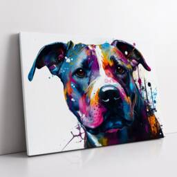 staffordshire Bull Terrier Dog Pet Abstract Modern Painting Wall Art Framed Canvas Poster Print Home Kitchen Office Room Decor Gifts - thumbnail 2