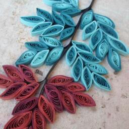 Coral & Teal Paper Leaves Wall Hanging Glossy Home Decor - thumbnail 3