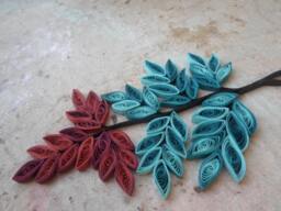 Coral & Teal Paper Leaves Wall Hanging Glossy Home Decor