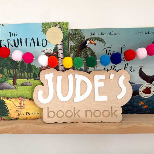 Personalised Children's Book Nook Sign, Personalised Wooden Corner, Childrens Room Decor, Nursery Wall Art - image 1