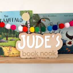 Personalised Children's Book Nook Sign, Personalised Wooden Corner, Childrens Room Decor, Nursery Wall Art - thumbnail 1